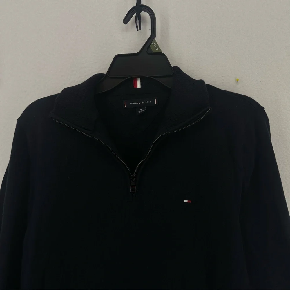 Tommy Hilfiger Quarter Zip Sweater Mens Medium‎ Navy Blue